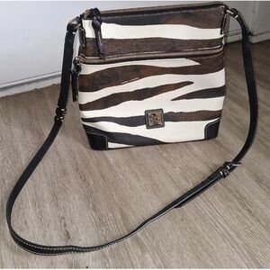 Dooney & Bourke Zebra Print Crossbody Bag Animal Print Leather Trim